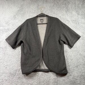 AYR Mohair Wool Blend Short Sleeve Open Front Cardigan Fleece Charcoal Gray S-M